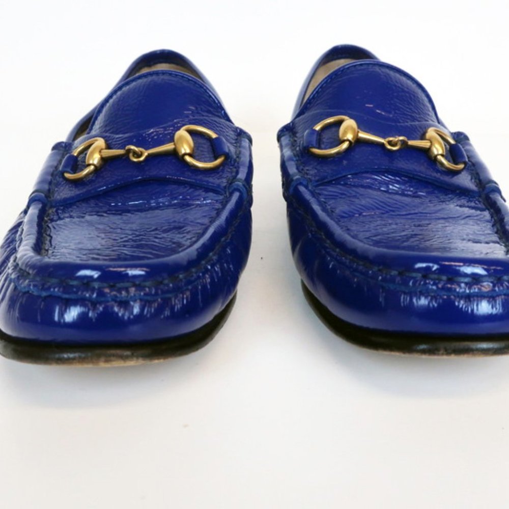 Gucci 1953 Horsebit Loafers Blue Patent Leather - Picture 2 of 8